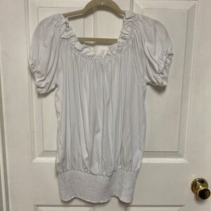 Elesol Elegant White Gathered Blouse